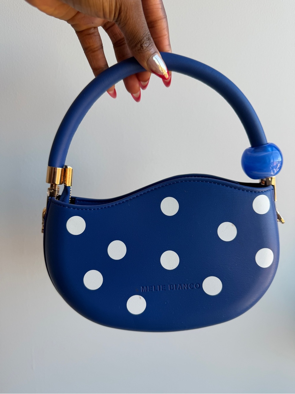 Melee Bianco Blue Polka Dot Crossbody Bag - Picture 3 of 4